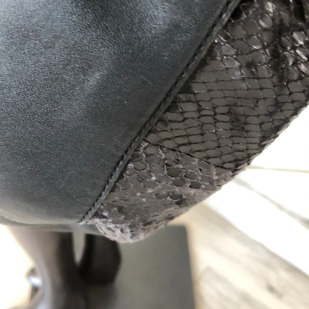 Kate Spade leather snake embossed drawstring hobo bag